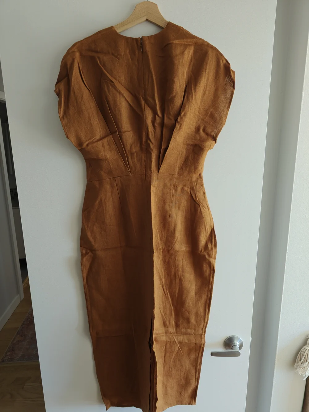 Banana Republic Rust Brown V-Neck Linen Midi Dress - Picture 5 of 5